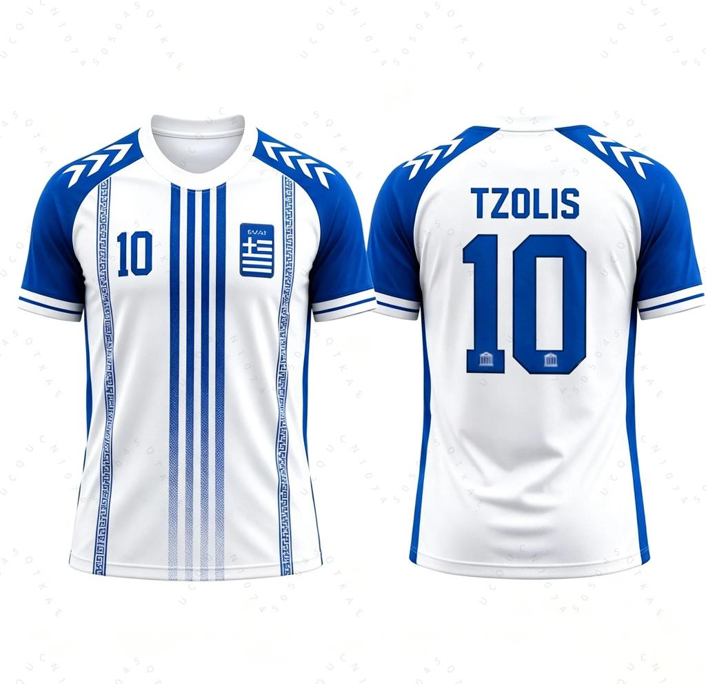 Greece National Football Jersey Tsimikas Charisteas Bakasetas Tzolis Breathable Soccer Women's Tops Print Beach T-Shirt Unisex Women Fans