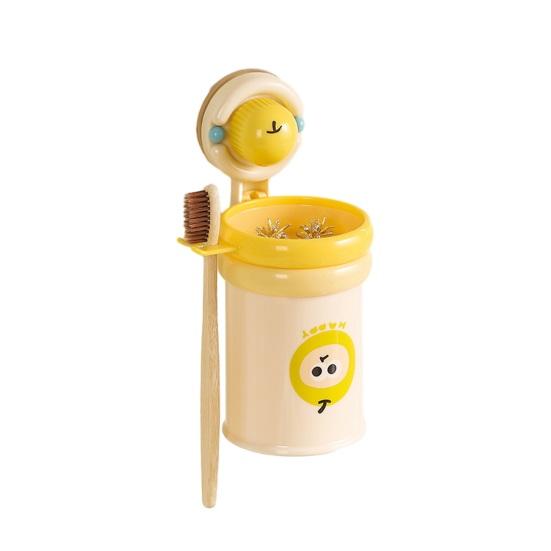 Suction Cup Toothbrush Holder Wall-Mounted No-Drill Cup Holder Magnetic Self-Adhesive Multi-Functional Bathroom Organizer for Toothbrushes Toothpaste