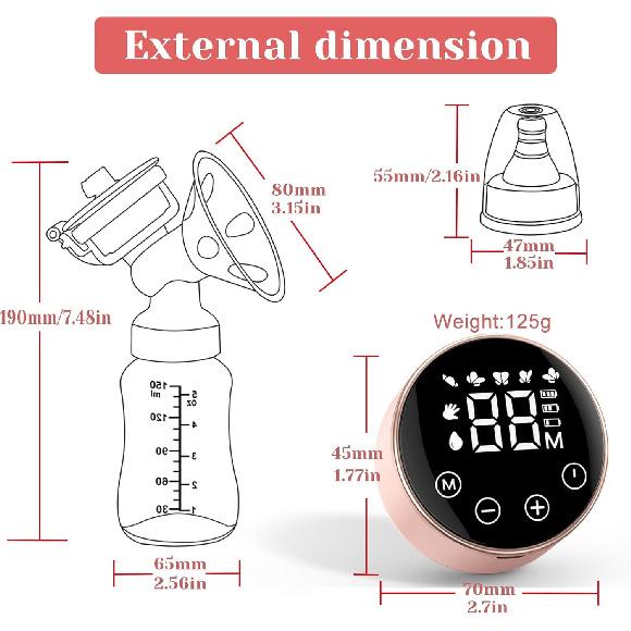 Electric Breast Pump, Hands Free Breast Pump 3 Modes 9 Levels, Double Wearable Breastfeeding Pump with Breastmilk Storage Bags & Pacifier Brush,
