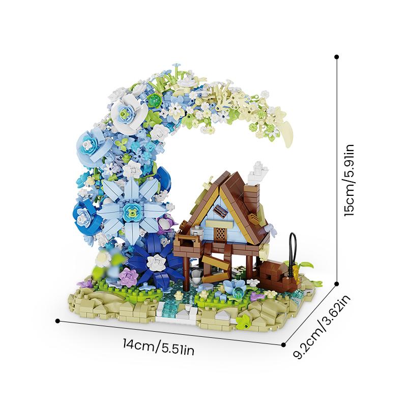 Non-Toxic Fairy Tale Moon Wooden House Building Blocks Street View Kids Puzzle Brick Kit Toys Children Birthday Gift Adults Home Ornament