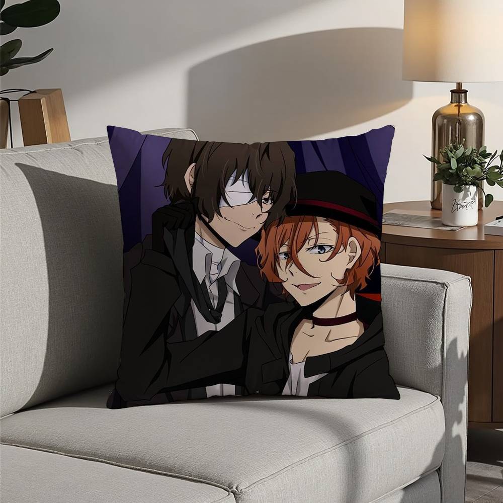 Hot Anime Bungo Stray Dogs Pillow Case 3D Print Polyester Fiber 40*40cm Home Sofa Throw Decoration Festival Gift