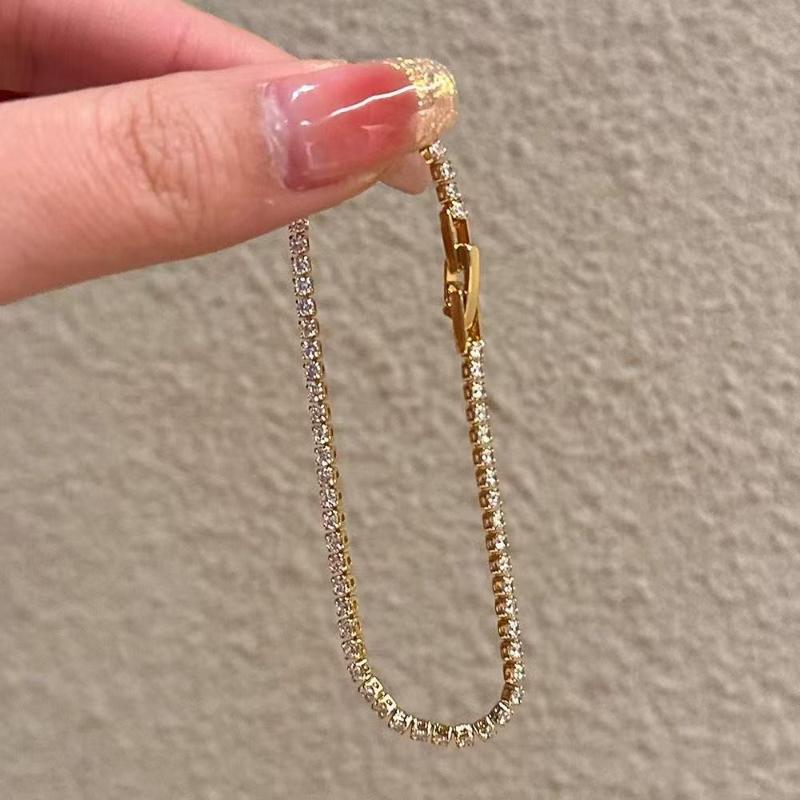 Shiny Colorful Crystal Bracelet for Women Sparkling Zircon Accent Chain Anti-allergy Jewelry for Night Out Party Birthday Gift