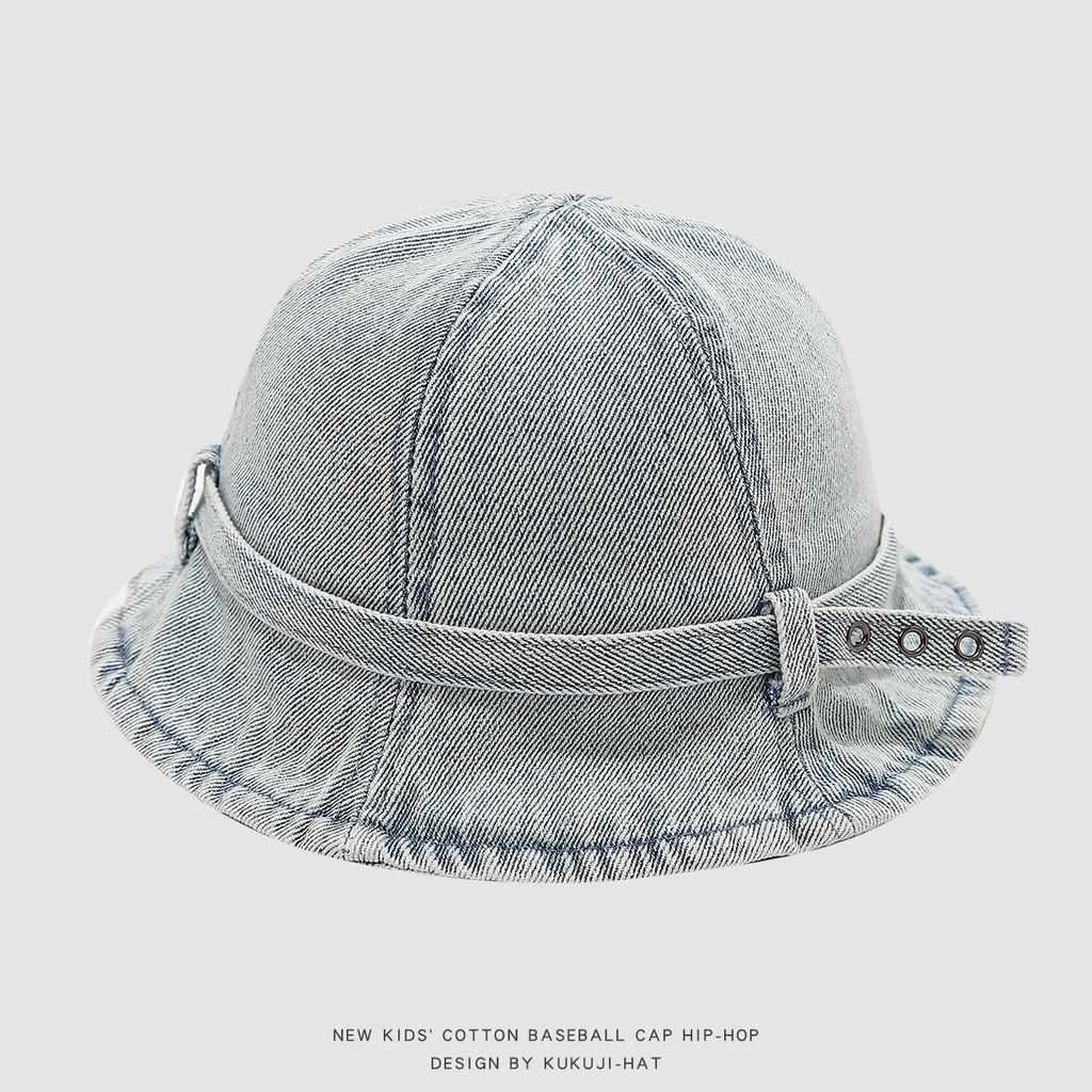 Cartoon Bear Denim Childrens Fisherman Cap With Windproof Design Perfect For Summer Outings