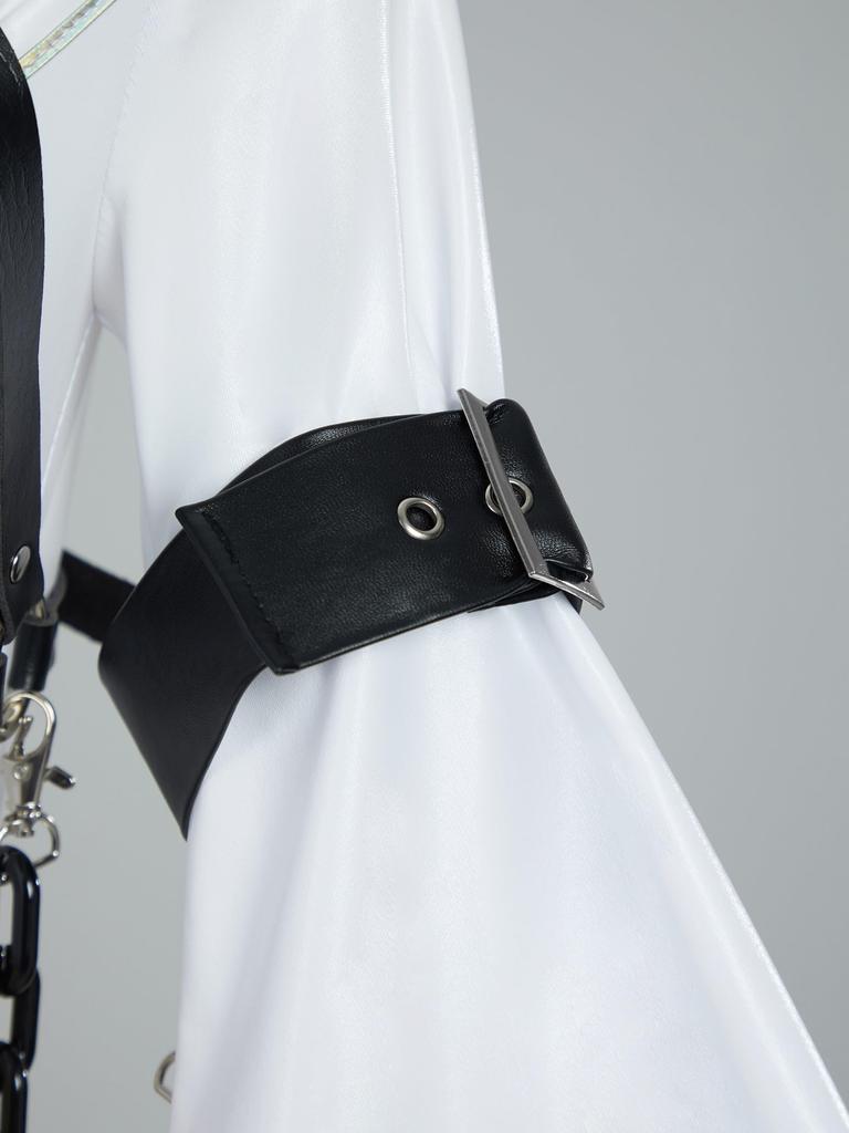 Mobbunny Beautiful Cosplay Moe Long Outfit White for Transformation Women's Costume, Anime/Game Witch/Queen/Heroine Uniform, Sexy, Cute, Bodysuit,