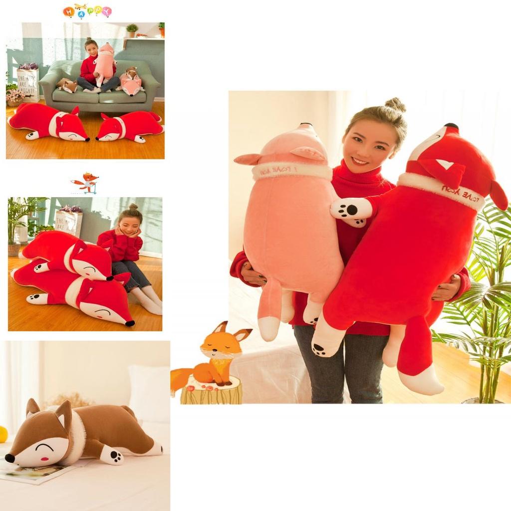 Large Fox Plush Toy Soft Stuffed Animal Pillow Creative Gift For Girls Birthday Present 35cm 50cm 60cm 70cm 90cm 1.2m