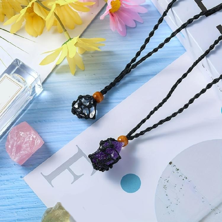 Pack of 10 Braided Stone Holder Necklace Adjustable Length Choker Crystals and Stones Net Pocket Neckchain Accessory