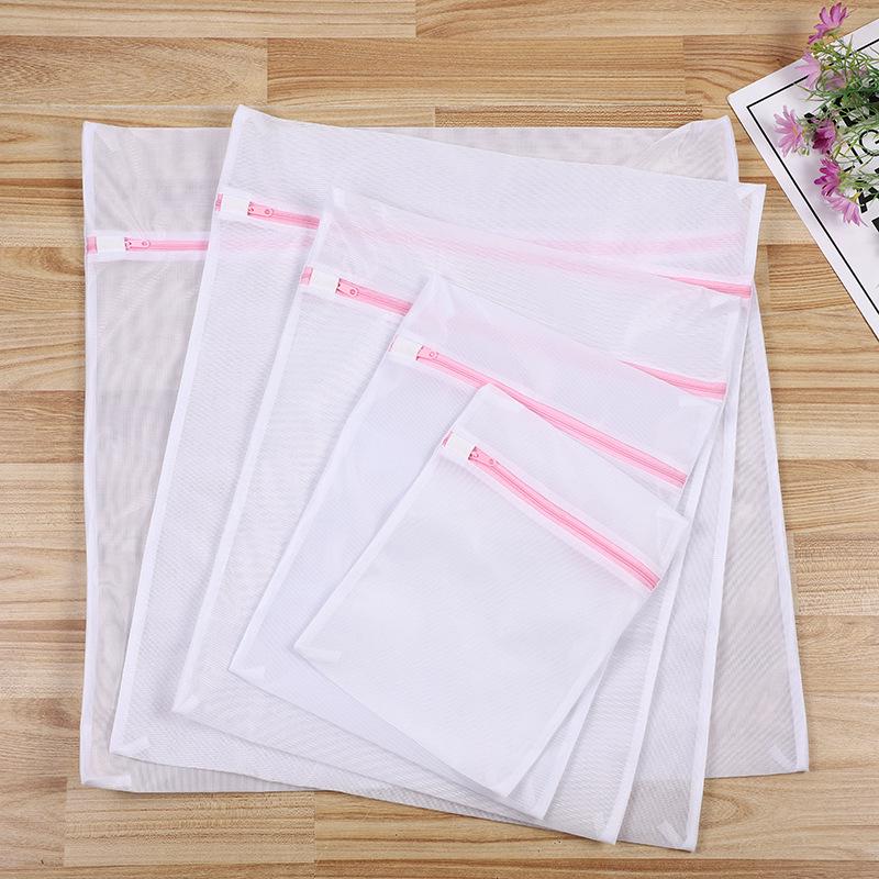 Pink Zipper Mesh Laundry Bag for Delicates and Travel Storage