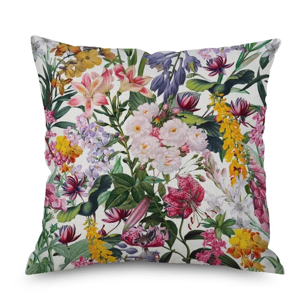 Vintage Floral Leinen Kissenbezug Schwarze Nacht Rose Kissenbezüge Dekorativ Interieur für Heimdeko Kissenhülle für Schlafzimmer 45x45