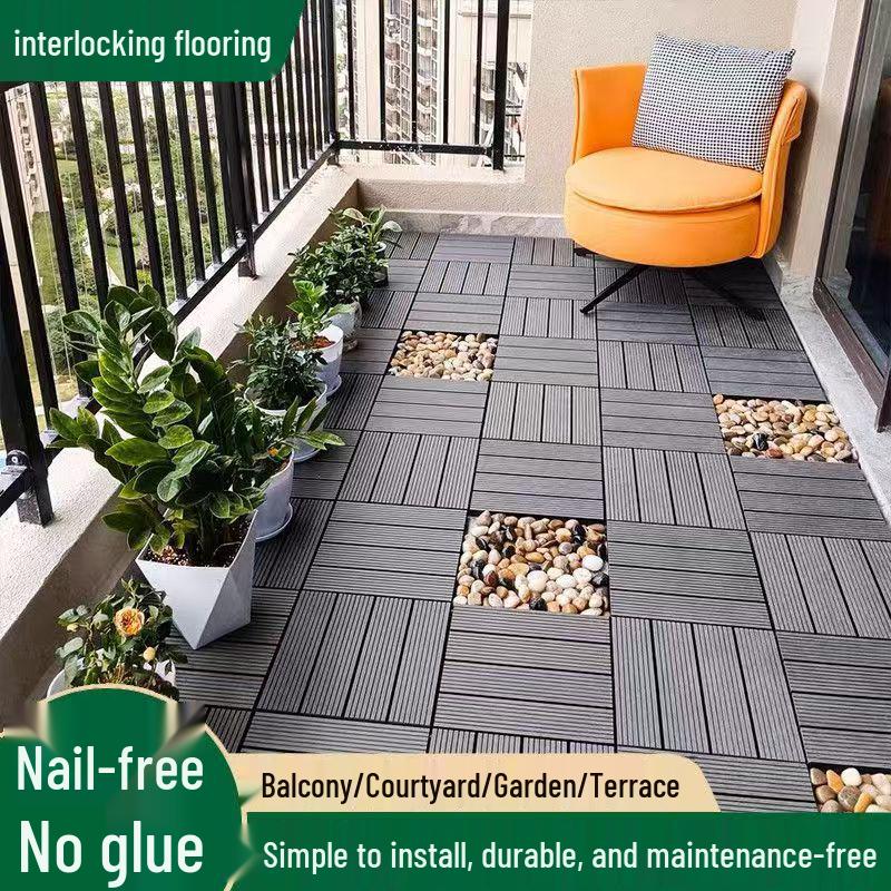 Eco-Friendly Outdoor Imitation Wood Flooring: Self-Laying, Weather-Resistant PP Plastic for Garden and Terrace