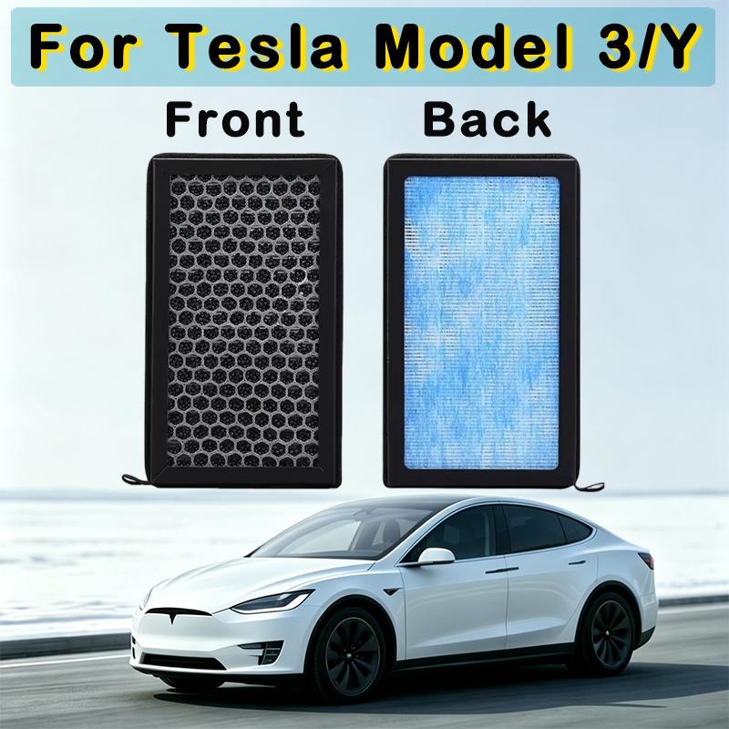 2Pcs For Tesla Model 3/Y HEPA N98 Carbon Activated Air Filter PM2.5 Cabin Conditioner Replacement Auto Parts