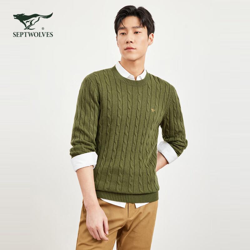 

Sevenwolves Men s Pure Wool Cable Knit Pullover Sweater L (175)