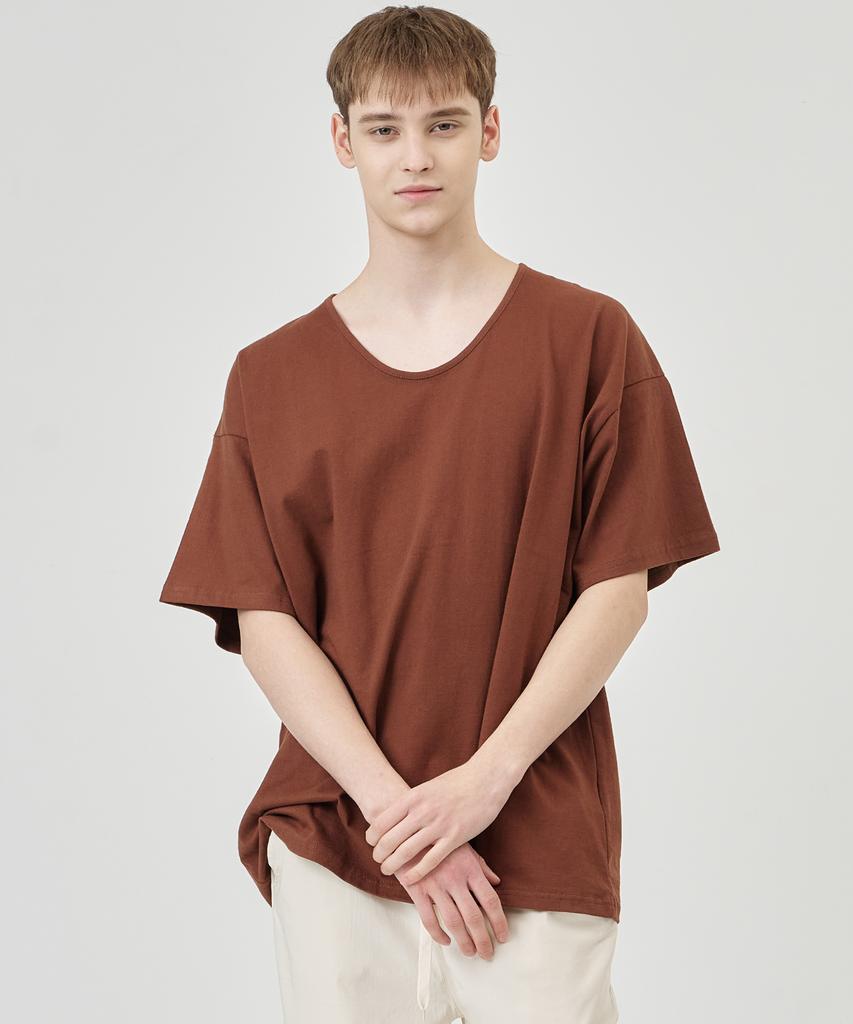 THE-ABON Khan Cotton Oversized Short Sleeve Tee Brown