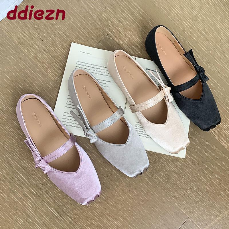 Fashion Fashion Silk Women Mary Janes Flats Shoes Soft Female Shallow Footwear Butterfly-Knot Ladies Flats Slip On Shoes new