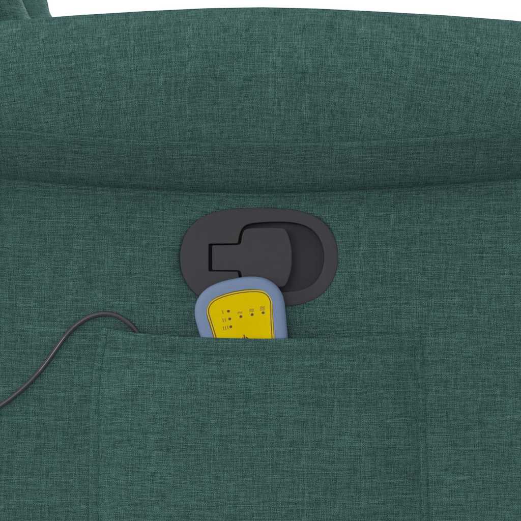 Massage Recliner with Rising Function Dark Green Fabric