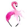 Women Headband 3D Flamingo Design Pink Feather Soft Velvet Fabric Hair Hoop Summer Beach Festival Party Hair Accessory