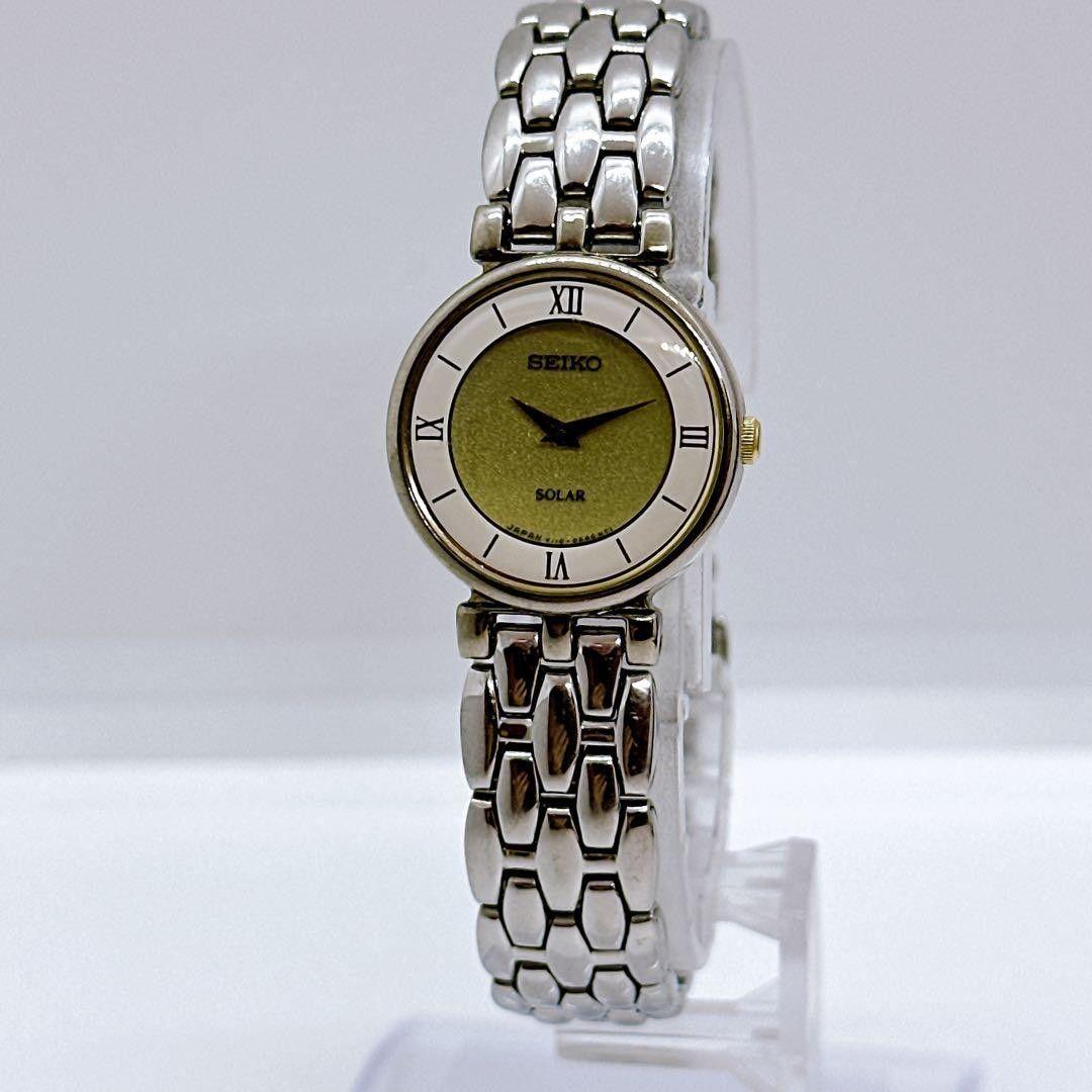 Used Seiko ladies watch solar type gold silver operation confirmed
