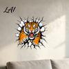Easy Apply Wall Coverings 3D Tiger Stickers Peel And Stick Roaring Decals Removable PVC Vinyl Stickers Art Mural Decor Realistic Cracked