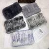 Women Handmade Stretch Real Rabbit Fur Scarf Knit Genuine Rex Rabbit Fur Headbands Girls Natural Rabbit Fur Ring Scarves