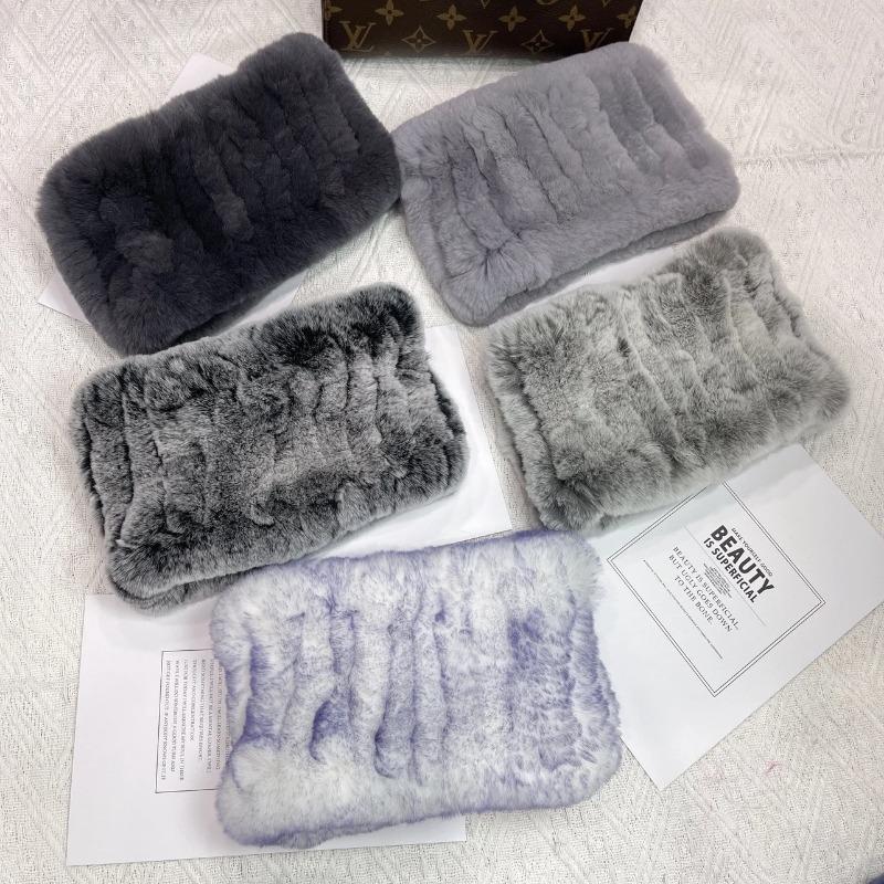 Women Handmade Stretch Real Rabbit Fur Scarf Knit Genuine Rex Rabbit Fur Headbands Girls Natural Rabbit Fur Ring Scarves