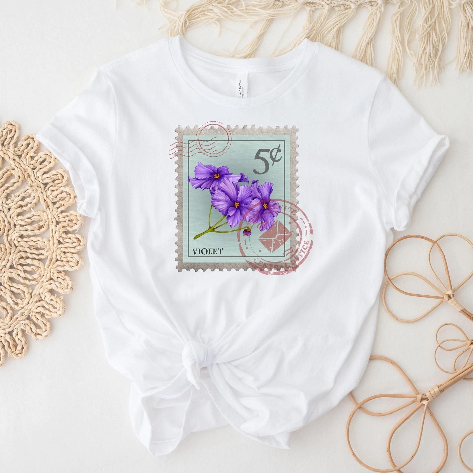 February Birth Month Flower Shirt, Violet 4XL