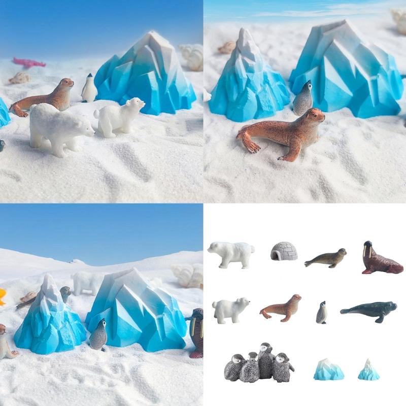 Lebensecht Aquarien Eisberg Dekoration Figurenset mit Eisberg und Pinguinen Landschaft Aquarien Ornament