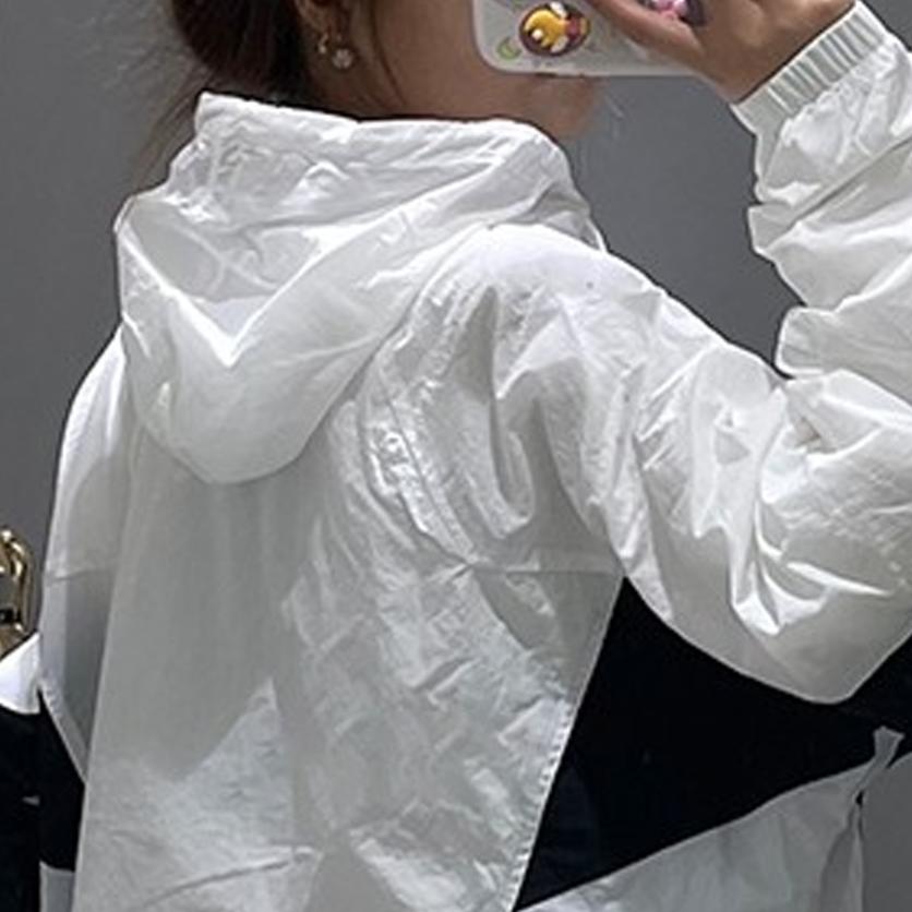 Nike Panelled Logo Print Zip-Up Hooded Jacket Men Outerwear White DB5172-100