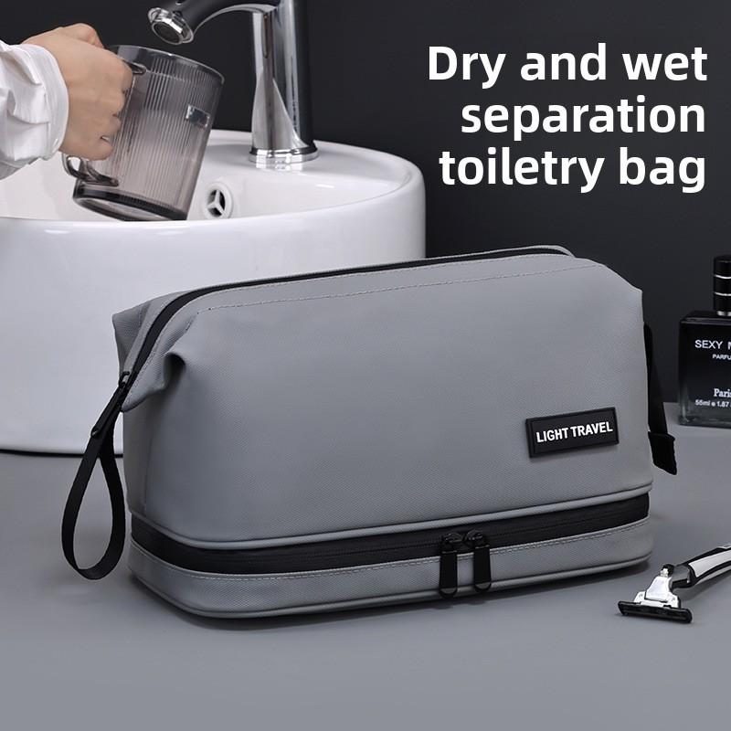 Urban Minimalist Leathereffect Double Layer Travel Toiletry Bag With Waterproof Storage For Men And Women