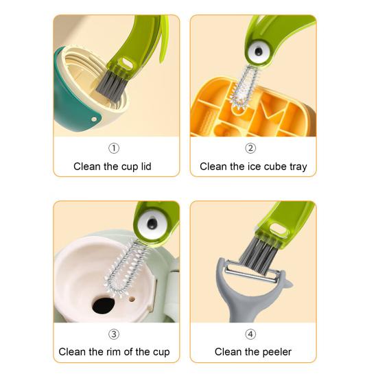1/3Pcs 3 in 1 Cleaning Brush Rotating Foldable Design Silicone Lid Gap Cleaner Stiff Bristle Angle Brush Glass Edge Cleaning Brush