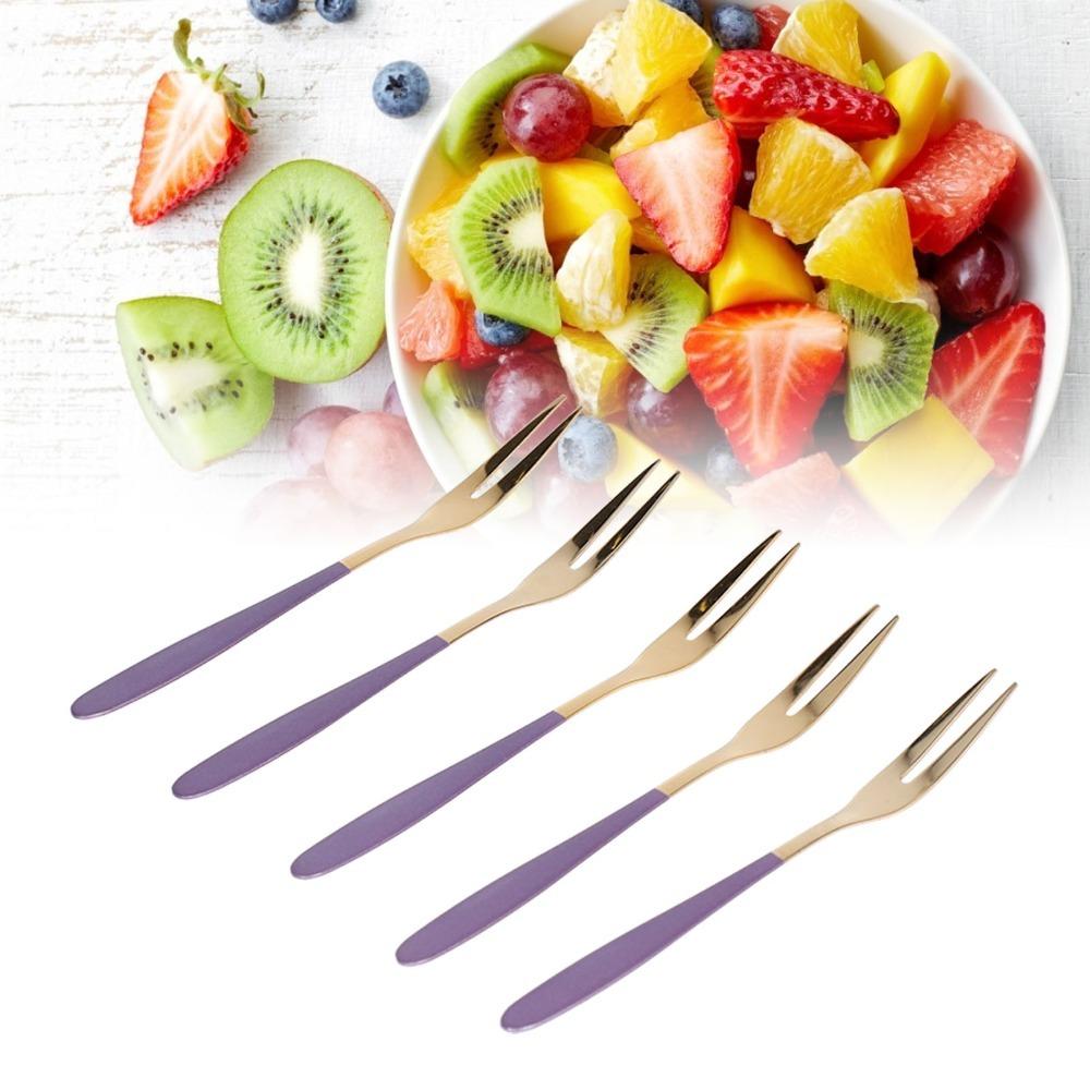 5Pcs Mini Size Snack Fork Rustless Steel Fruit Pick Fork Household  Fork  Fruit Plate Serving