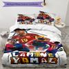 Lamine Yamal Football Graphic Bedding Set,Cozy Bed Linen for Teen Boys Bedroom Decoration,Perfect Birthday Gift,Washable Duvet Cover with Pillowcases,