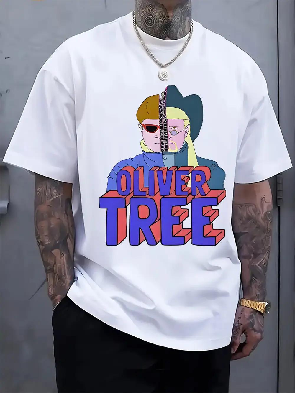 Casual Crew Neck T-shirt with  Oliver Tree  Print - Short Sleeve XXXL