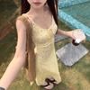 French Floral Suspender Dress Women's 2026 Summer New Temperament Slim and Thin Lace-up Gentle Wind Long Dress