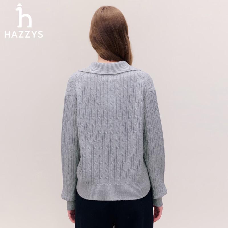HAZZYS Women's Wool Blend Cable Knit Quarter-Button Sweater