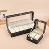 1Pc Black Pu Leather Watch Box Display Case Organizer With Framed Glass Lid And Removable Pillow For Men And Women