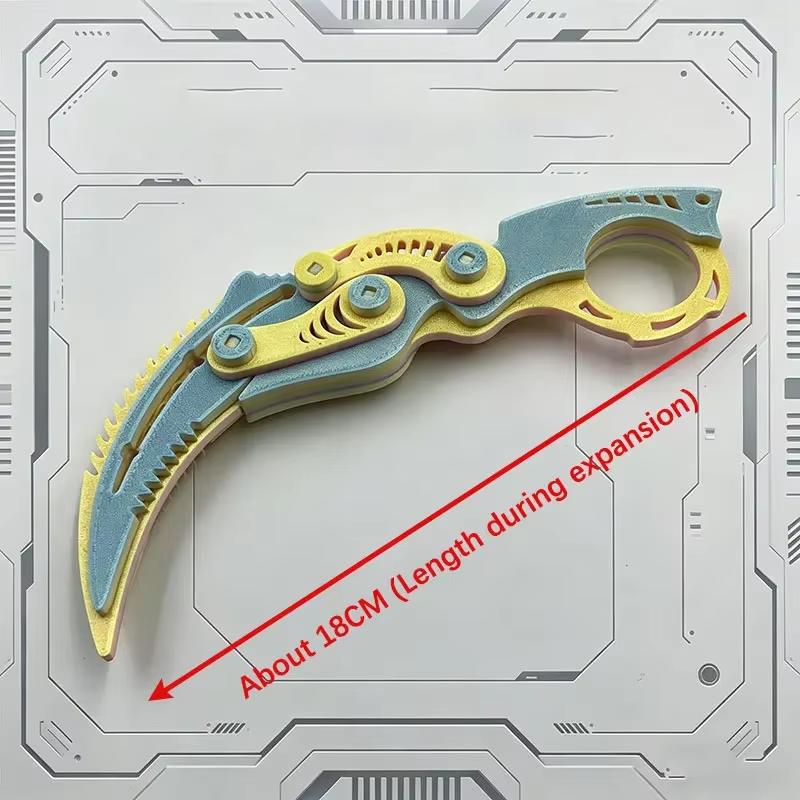 Coltello a Pinza Pieghevole a Gravità, Karambit Giocattolo Fidget, Giocattolo Decompressione Plastico EDC per Sollievo dallo Stress, Oggetto di Scena Cosplay