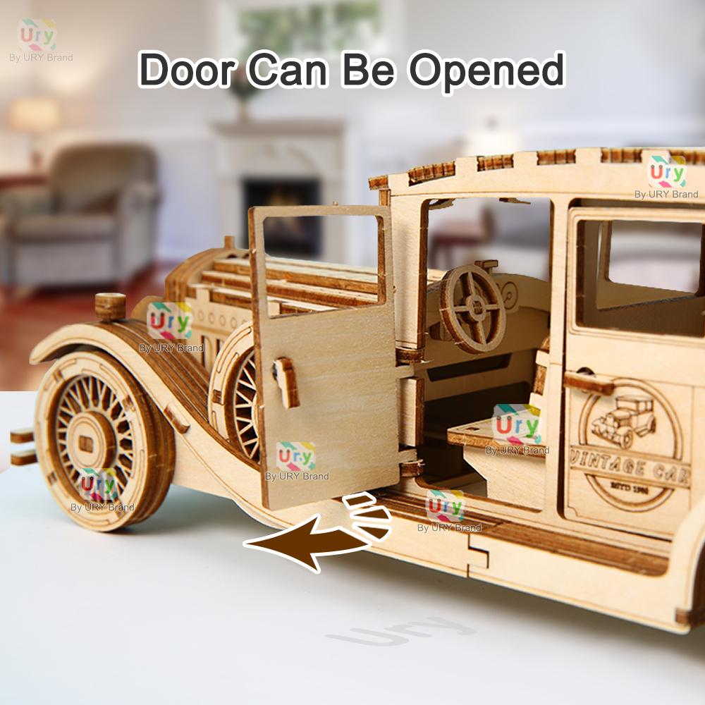 3D Ury Wooden Puzzle Retro Vintage Car Classic Nostalgic Movies Vehicle Assembly Model Diy Decoration Gift Toys For Kids Adults