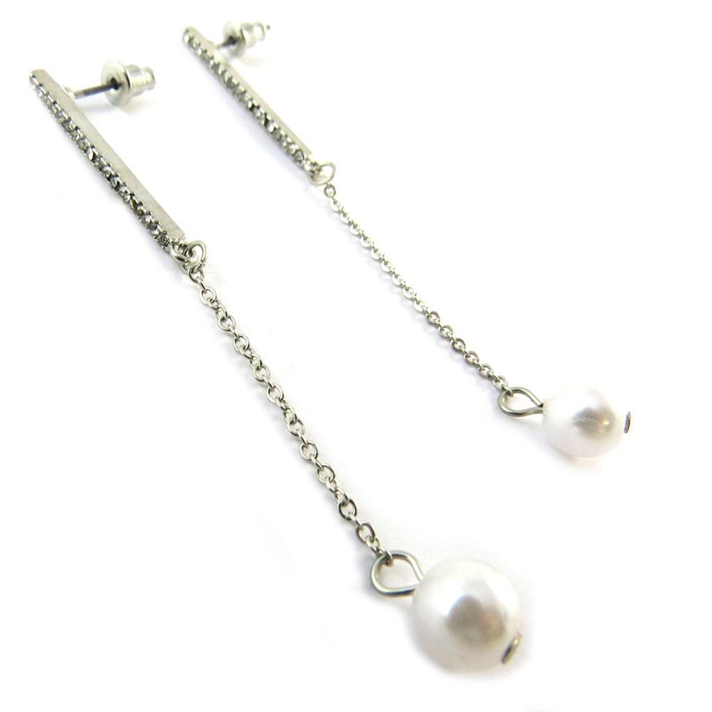 Les Trésors De Lily [N8331] - Silver Ivory 'Sissi' Designer Earrings