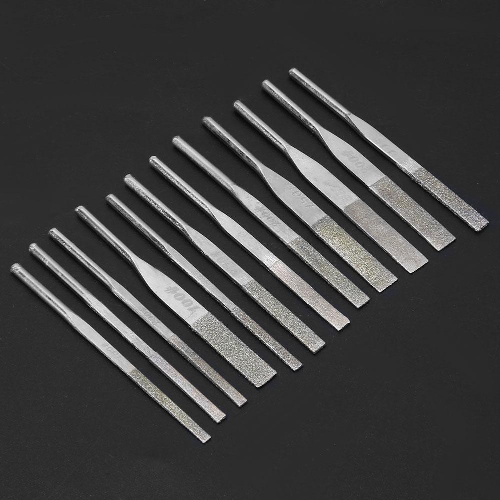 12pcs 3mm Shank Taper Machine Diamond Files for Reciprocating Grinding
