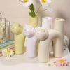 1PC Cream Cat Resin Vase Ornament Living Room Dining Table Entryway Decoration Pastoral Aesthetic Cat Small Objects Display Table