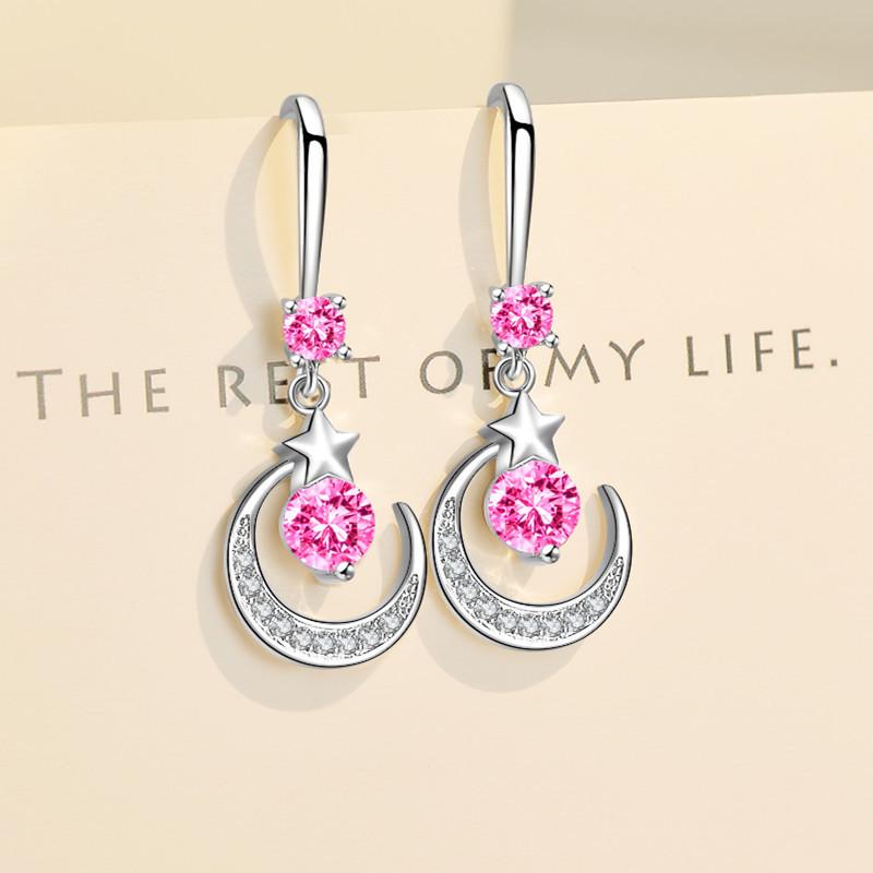 He Cheng 2023 Star & Moon Teardrop Diamond Earrings