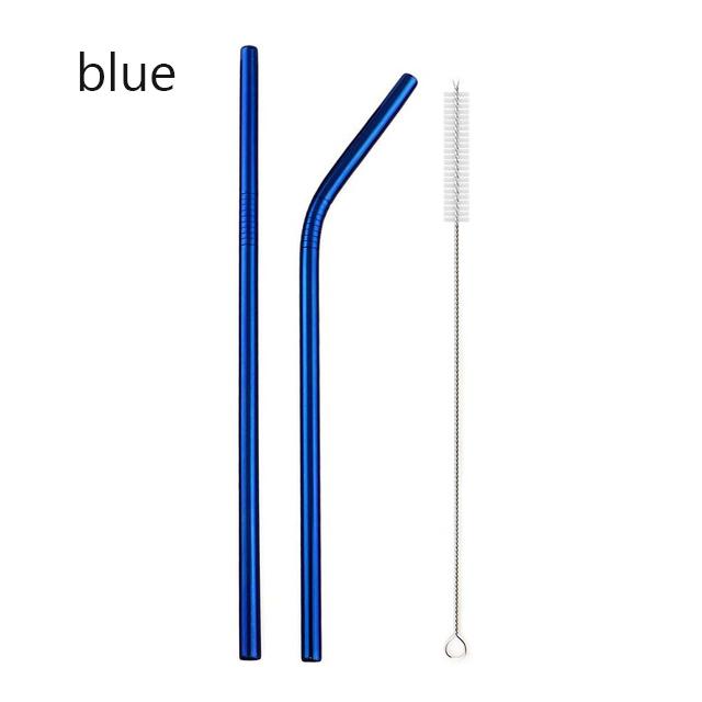 6mm 304 Stainless Steel Straw Metal Reusable Straws Straight Bent Drinking Straw With Case Cleaning Brush Set Party Bar Accessory