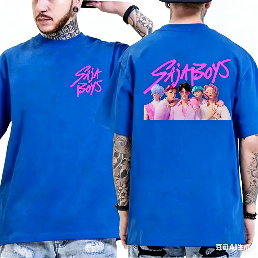 KPop Cacciatori di Demoni SAJA BOYS Maglietta in Puro Cotone Rumi Huntrix SAJAT Maglietta Estate 2026 Uomo Donna Maglietta Oversize Y2K