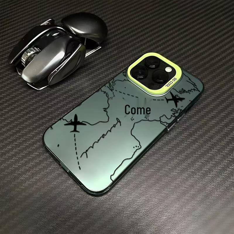 

Silver Airplane Route Phone Case for Apple 17/16/15pro, 14promax, 13/12/11X iPhone X зелёный