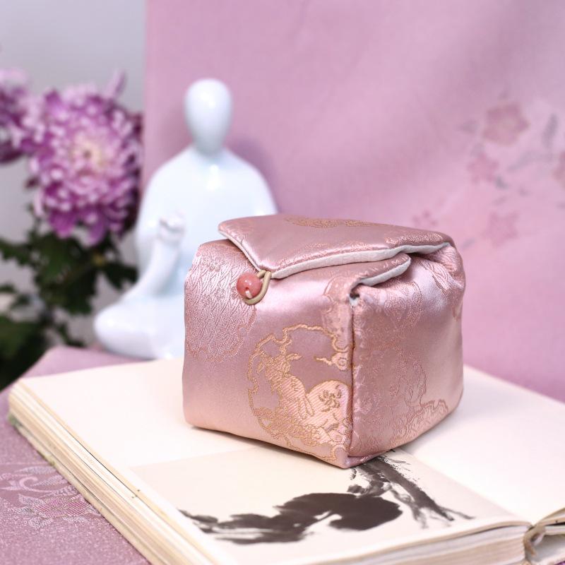 34-Color Chinese & Japanese Brocade Gaiwan Zisha Teapot Ceramic Cup Set With Cotton Bag