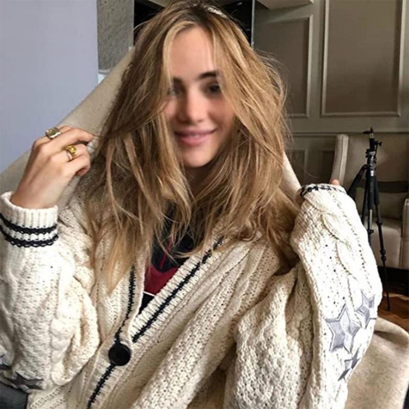 Ecru Fledermausärmel Strickware: Damen einreihiger Cardigan-Pullover für grenzüberschreitendes Pendeln