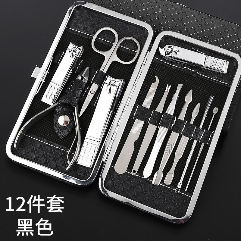 12pcs Professional Portable Stainless Steel Nail Clipper Set for Manicure & Pedicure DIY Beauty Tool Kit with Foot Care Box