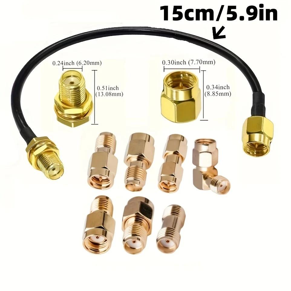 SMA Male To SMA Female Cable Assembly 15cm with 7 Units Sma Adapters Sma Male Sma Female Rpsma Male