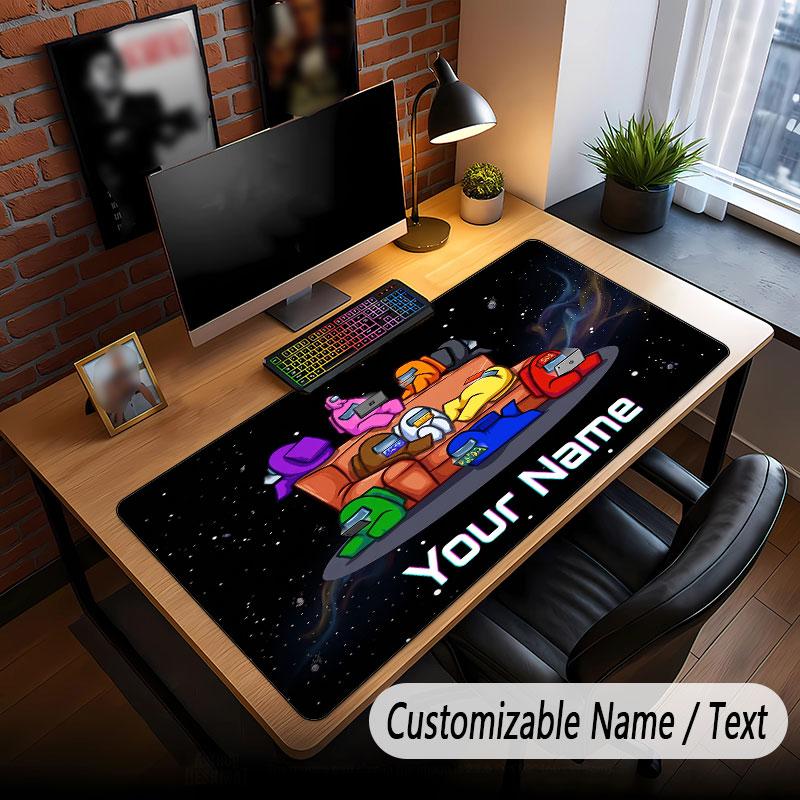 Custom Name Text Big Mouse Pad,Among Us Soft Non Slip Extended Desk Mat For Home Office