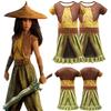 Vibrant Raya And The Last Dragon Girls Printed Short Sleeve Cosplay Fancy Dress Costume