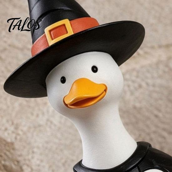 Talos Halloween Gås Figur, Heks Hat Harpiks Ornament, Sød Spøgelse Statue til Bordplade Kaminhylde Feriedekoration